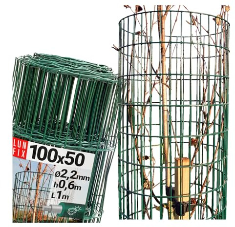 Lun Fix Baumschutznetz 100×50 mm Ø2.2 mm RAL 6005 Höhe 0,6 m 10 m grün | PVC-beschichtet, Masche verzinkt, Drahtgeflecht für Wildschutz und Verbissschutz
