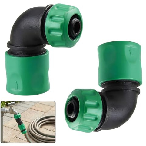 2 Stück 90-Grad Gartenschlauch Schnellkupplung Winkeladapter,1/2 Zoll Schlauchkupplung Verbinder Anschlüsse für Gartenbewässerung und Autowasch