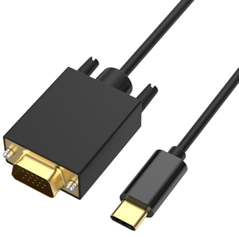BERLAT Cavo da USB C a VGA, 1,8 m, adattatore da tipo C a VGA [Thunderbolt 4/3] per iPhone 15/Pro/Max, MacBook Pro/Air, iPad Pro, iMac, Samsung S23/S24, Dell XPS 17, Surface Book 3, monitor