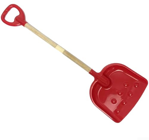 Pala da neve per bambini con manico in legno intercambiabile e ampia paletta in plastica per attività sulla neve (rosso)