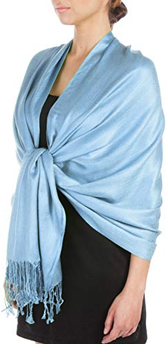 Sakkas Silky Feste weiche Pashmina Schal Wrap Stola - Baby Blue