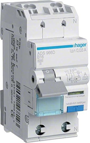 FI/LS-Schalter 1P+N 6kA C-16A 10mA ACS966D 3250611068105 Hager