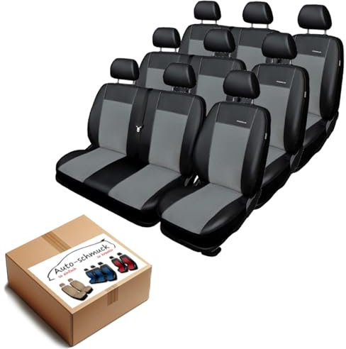 Volkswagen T6 Sitzbezüge nach Maß Autoplanen perfekte Passform Schonbezüge Sitzschoner Velour + Strickpolster ®Auto-schmuck (Premium 9 grau)
