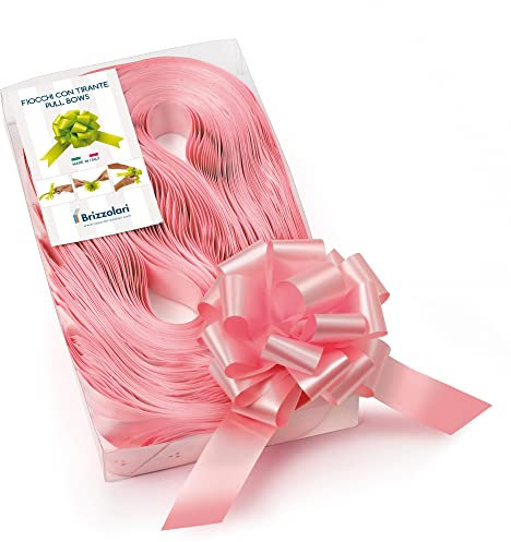30 Coccarde Rosa Autotiranti 3,0 cm per Matrimonio, Auto, Casa, Nozze, Battesimo, Laurea, Comunione - Fiocco Bianco, Avorio, Celeste, Rosa, Rosso