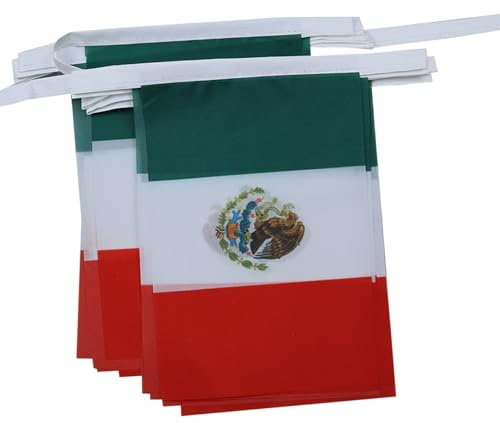 AZ FLAG Wimpelkette Mexiko 12 m 20 Flaggen Leichtes Polyester 45x30 cm