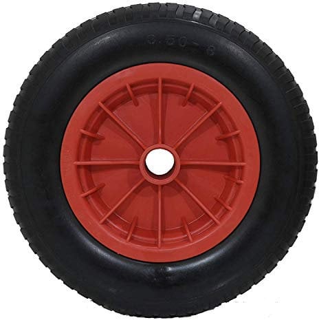 14 Red PU Puncture Proof Wheelbarrow Wheel Tyre Solid Lightweight Foam 3.50-8