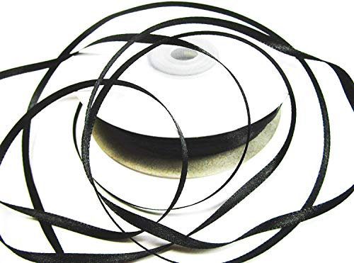 CaPiSo 100m Satinband 3mm Schleifenband Geschenkband Dekoband Satin Trauerband Trauerdekoration Trauerstrauss (Schwarz)
