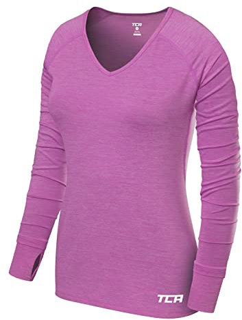 TCA Elle Maglia Termica da Donna a Manica Lunga - Maglietta Termica da Corsa - Lilla, L