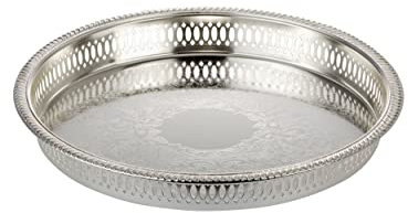 H.Bauer jun. Grande vassoio rotondo in argento con bordo alto Ø 28 cm