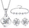 Kamise Schmuckset Damen Silber, 925 Sterling Silber Klee Halskette Ohrstecker Armband Set, Anhänger mit 45cm Silberkette & Ohringestecher & Armkette mit Weiß Zirkonia, schmuckset mit Geschenkbox