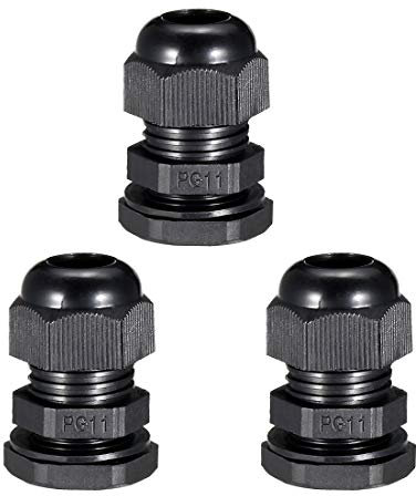 sourcing map PG11 Cable Gland Waterproof Plastic Joint Adjustable Locknut Black for 5mm-10mm Dia Cable Wire 3 Pcs
