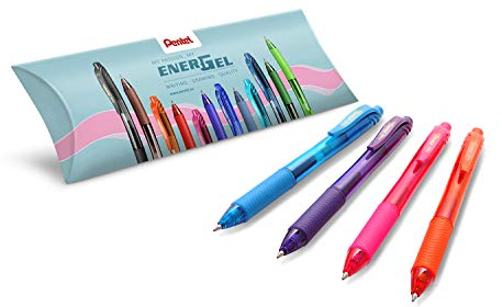 Pentel BL107 Energel X Gel-Roller 0,7 mm 4 Stück sortiert (Orange, Pink, Hellblau, Violett)