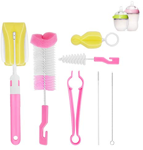 FANSEZQ Babyflaschen-Reinigungsbürste, Schwammschnullerbürste, zur Reinigung von Schnullern, Strohhalmen, Wasserflaschen, Babyflaschen, 7-teiliges Set