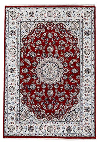 carpetfine Nain Teppich Rot 200x300 cm | Handgeknüpfter Teppich für Wohn- und Schlafzimmer