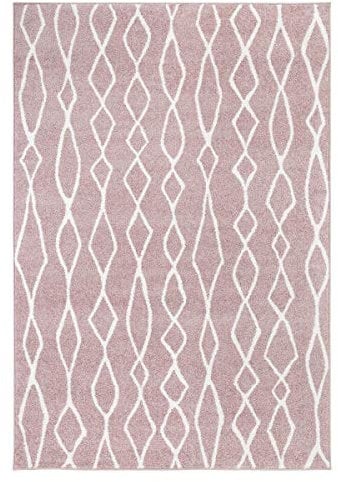 Tapis Berbère Style 120x170cm, Tapis Chambre, Tapis Tissé, Tapis Rose Motif Berbère, Tapis de Forme Rectangulaire, 5147