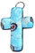 Pendentif en forme de croix en verre de Murano Bleu env. 3 5 x 2 5 cm