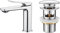 Ibergrif M11004 Praga Miscelatore Lavabo, Rubinetto Monocomando Per Bagno, Cromo, Argento & Scarico Lavabo Bagno Universale Pop Up 1/4 '', Valvola Piletta Lavandino Click Clack, Con Troppopieno