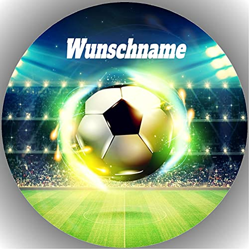 Mit Wunschnamen für die Geburtstags Torte, Zuckerbild, Essbares Foto für Torten, Fondant, Tortenaufleger Ø 20cm Fussball Nr. 1