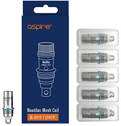 Aspire Nautilus Mesh Resistenza, 0,3 Ohm, Compatibili con Nautilus 2 (Zelos Kit), Nautilus 2S, Nautilus 3, Nautilus GT, Nautilus GT Mini, Nautilus Nano, Nautilus AIO, Confezione da 5, Senza Nicotina