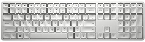 HP - PC 3Z729AA, 970 Programmable Wireless Keyboard, 20 Programmable Keys, Backlit, Bluetooth Connection, Silent Type, Rechargeable Battery, Dongle, White