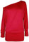 Crazy Girls Womens Long Sleeve One Off-Shoulder Plain Baggy Batwing Top UK8-24, Red, XL (UK 16-18)