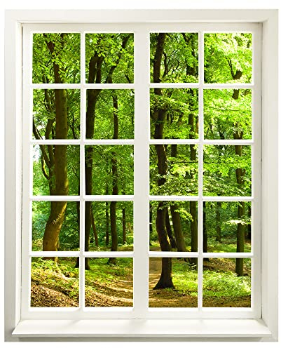 Wandtattoo - Fenster mit Aussicht Wald 99 x 120 cm (BxH) - Wandaufkleber - Wandsticker