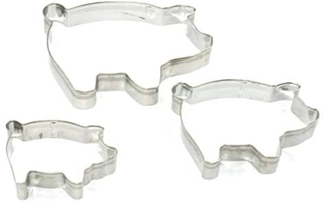 Selecto Bake 3 Stück Bauernhof Schwein Ausstechformen Set Edelstahl Keksstempel Sandwich Cutter Fondant Kuchenform Keks Presse