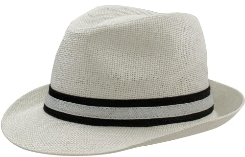 Chapeau Paille Homme Femme Fedora Borsalino Trilby Casquette Panama Été Plage Bord Court Mode Unisexe, LU03045, 57