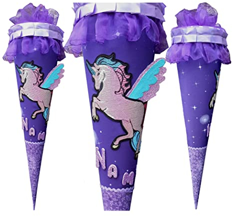 Schultüte Pegasus,Einhorn,passend zum ergobag bärgasus glow,für Mädchen,genäht,benutzerdefinierte,Stoff Zuckertute