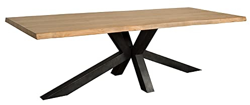dasmöbelwerk Esszimmer-Tisch Massivholz Baumkantentisch Akazie Esstisch Spinnenbeine Natur 200 cm