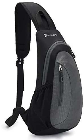 Larkumio Sling Brusttasche Große Kapazität Wsserdicht, Nylongewebe Verstellbare Schultergurte Für Outdoor-Sportarten, Umhängetasche Herren, Grau
