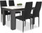 Blisswood Dining Table Set, Dining Table And Chair Set, Pu Leather Dining Room Chairs and 17mm Thick Table Top Long Modern Dining Table Set (White Marble/Grey Dining Table and 4 Black Chairs)