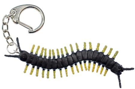 Miniblings Tausendfüßler Schlüsselanhänger Halloween Horror Insekt schwarz gelb - Handmade Modeschmuck I Anhänger Schlüsselring Schlüsselband Keyring