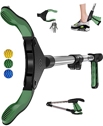 SLAH 32inches Litter Pickers with Shoe Horn, Grabber Stick, Helping Hand Grabber for Disabled, Litter Pickers for Adults, Litter Picker Kids, Rubbish Picker Grabber, Pick Up Stick Grabber (Green)
