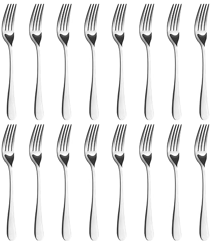 BEWOS16pcs Set de Fourchettes(8.07 Pouces), Set de fourchette en acier inoxydable, Fourchette, Miroir Poli, Argent Couvert Fourchettes de table, Lave-Vaisselle