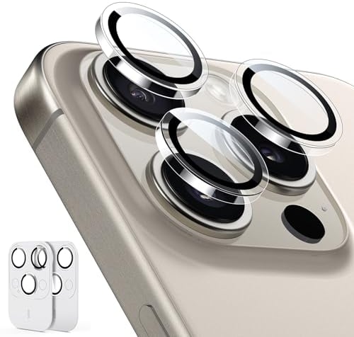 ESR Kamera Schutz für iPhone 15 Pro Max/15 Pro/14 Pro Max/14 Pro,Armorite Einzel Linsen Schutzfolien, kratzfestes, ultradünnes gehärtetes Glas mit Aluminiumkante, Armorite-Serie, 2 Stück, Klar