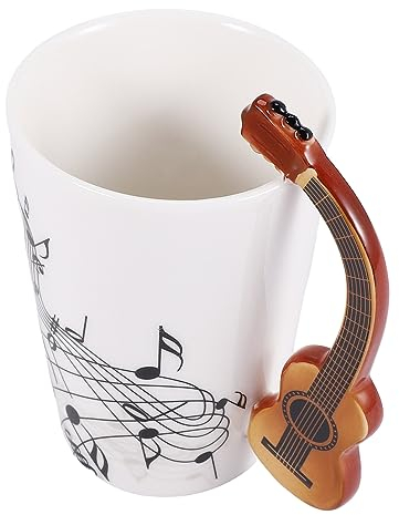 Sirxlevcy Nouveauté guitare tasse en céramique libre café lait thé tasse personnalité tasse unique instrument de musique cadeau tasse