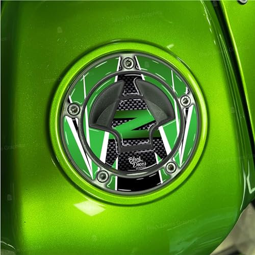 BLACK DOVES GRAPHICS Adesivo 3d per tappo serbatoio a 5 fori compatibile con/sostitutivo per Kawasaki Z 800 Z 1000 dal 2006 (verde)