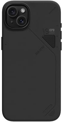 Aulumu A15 Vegan Leather for iPhone 15 Plus Magnetic Case [Unique Cooling Window] - Compatible with Magsafe [Metal Individual Buttons] Shockproof Anti-Scratch Phone Cover - Black