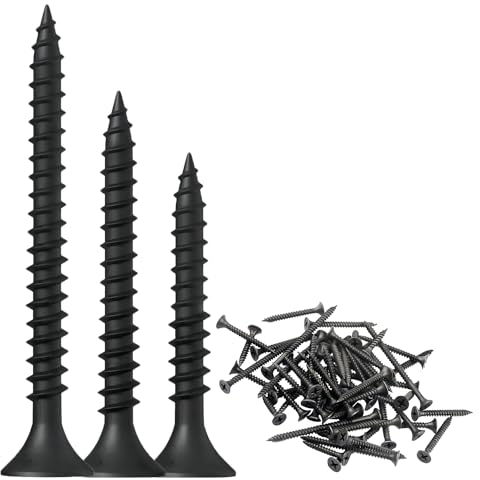 Qrity 100 PCS Self Tapping Wood Screws, M3.5 x 25mm Carbon Steel Phillips Countersunk Head Drywall Screws, Grade 8.8 High-strength, Black
