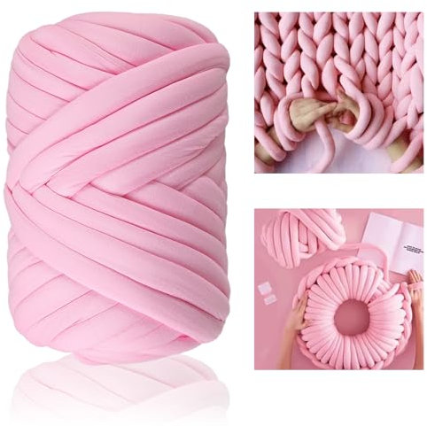 Nizirioo DIY Sperrige Armstricken Wolle: 500g Roving Garn zum Handstricken Häkeln,Hand Chunky Strickdecke Decke Garn,Strickgarn Grob Gestrickte Kuscheldecke für Klobig Sticken WerfenDecke (Rosa)