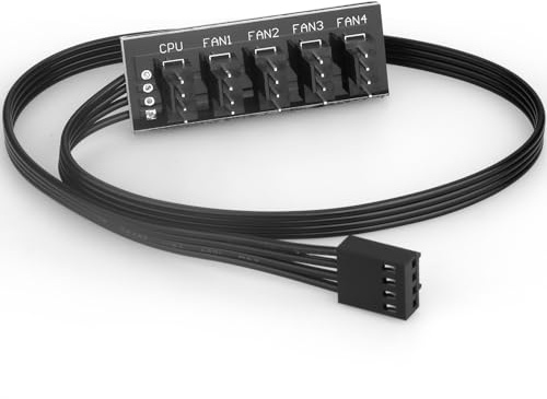 VWEICYY Fan Hub,Compatible 3PIN/4PIN PC Fan Splitter.PWM Fans Hub for Desktop PC Cooling Fans,Computer DIY,1 to 5