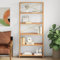 QJBSAVVA Regal, Leiterregal Vorratsschrank Trofast Regal Blumenregal Geeignet für Balkon Badezimmer Flur Keller mit 6 Böden 80x30x181 cm Massivholz Eiche