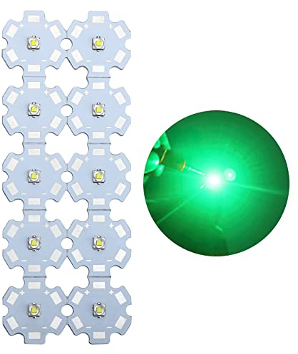 LED-Chip-Glühbirne, 3V 3W grüne Hochleistungs-LED-Perlen, LED-Modul, Pixel, grünes Licht, kleine LEDs, Lampon, Aluminium-Kühlkörper, Leiterplatte, LED-Glühbirne für Pin-Spot-Licht-Flutlicht (10 Stück)
