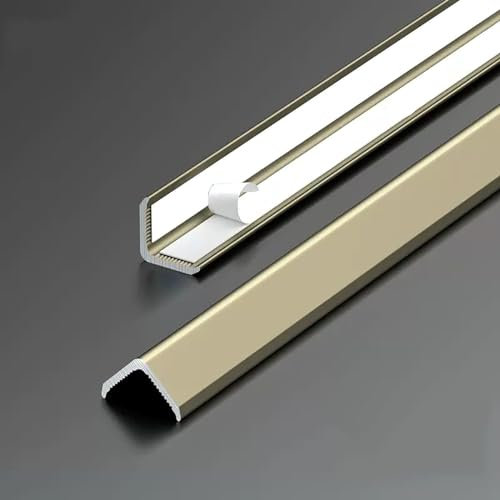Raouoae 2 Stück Eckschutzprofil Wand Ecke Kantenschutzstreifen Schmaler Metall-Eckschutz Zum Schutz Der Wände, 89° Selbstklebend Eckschutzleiste Für Holzwände/Fliesen (Color : Gold B, Size : 150cm/5