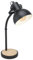 EGLO Tischlampe Lubenham, Vintage Tischleuchte im Industrial Design, Retro Nachttischlampe aus Stahl und Holz, Farbe Schwarz, braun, FSC zertifiziert, Fassung E27, inkl. Schalter