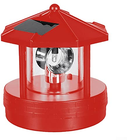 LED Solar Leuchtturm, wasserdicht für 360 Grad rotierender Lampe, solar-leuchtturm Dekorative Lampe für Außen, Garten, Terrasse, Weg(Rot)