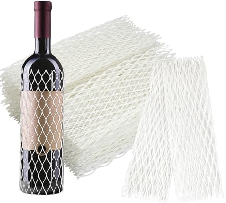 JCUGSBS Protège Bouteilles pour Vin Pochettes de Protection en Maille, 30 Pièces Pochettes de Protection Réutilisables en Maille de 22cm pour Le Transport de Bagages et Expédition Sûre, Blanc
