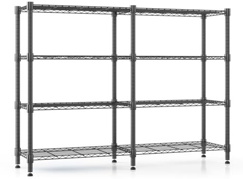 Himimi 4-stufige Lagerregale Drahtregal Metallregal für Lagerung Höhenverstellbares Regal für Lagerung Schwerlastregal Garagenregal Vorratsregale Küchenregal, 152W*35D*152Hcm Schwarz