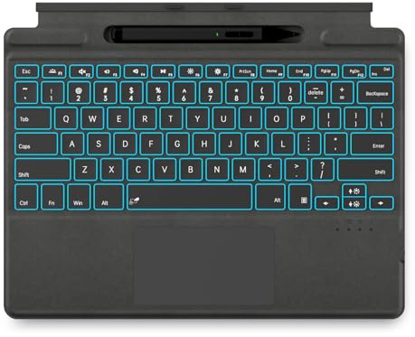 JvKzaen Teclado Surface Pro 9 con lápiz delgado, compatible con Microsoft Surface Pro 9 8 X, 13 pulgadas Bluetooth inalámbrico tipo retroiluminación teclado con lápiz delgado, teclado con bolígrafo